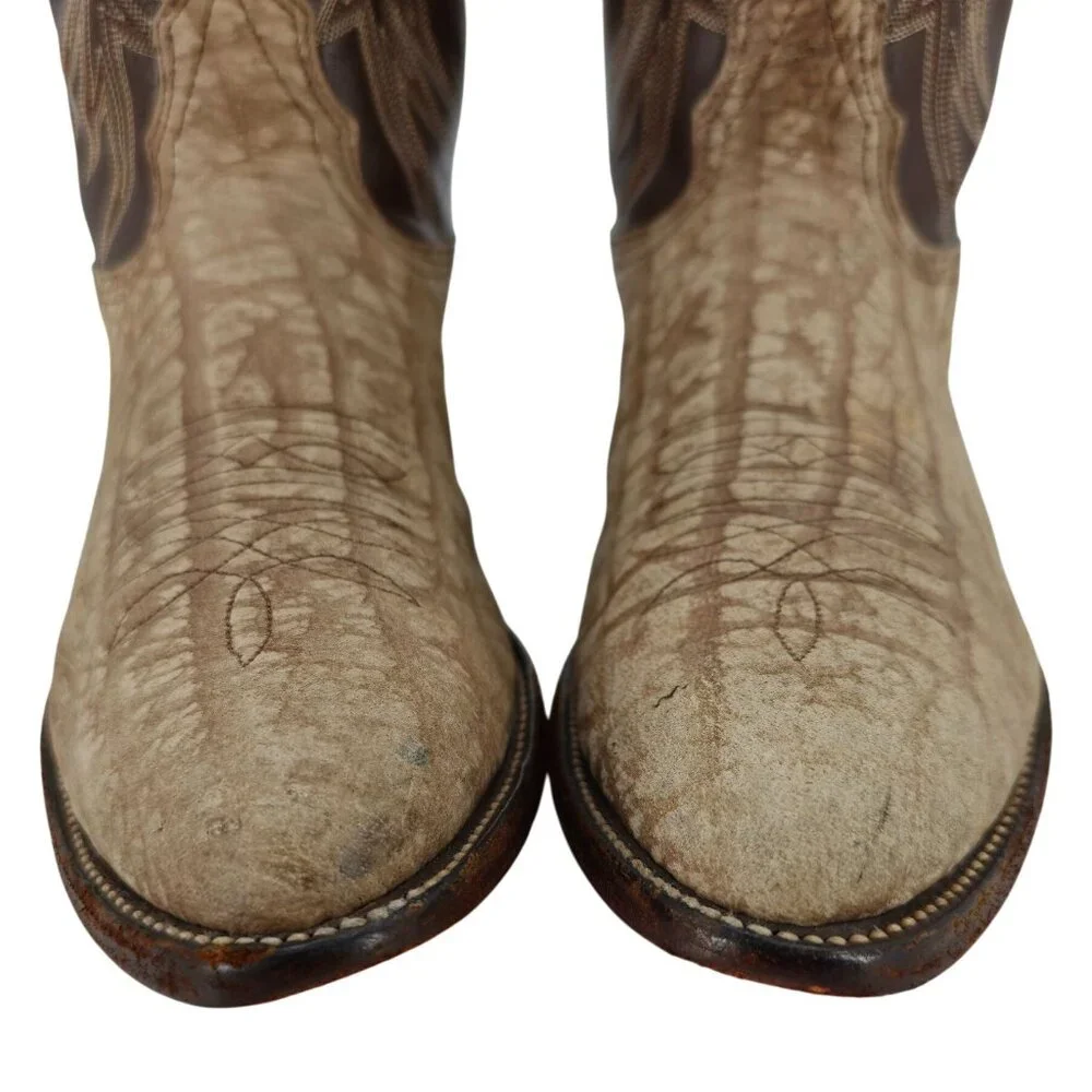 Nocona Cape Buffalo Cowboy Boots Mens size 10D Brown Tan Exotic Leather Western - Picture 9 of 16